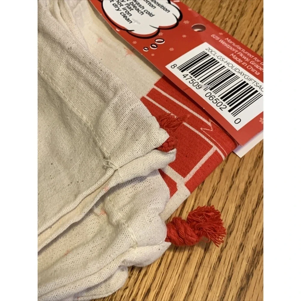 Geeknet Holiday Gift Sack Unisex 18x26 Cream Red NEW Christmas Cotton Drawstring